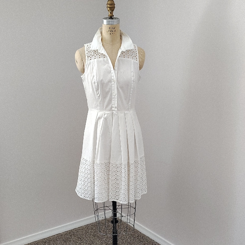 Ann Taylor White Eyelet Mini Dress